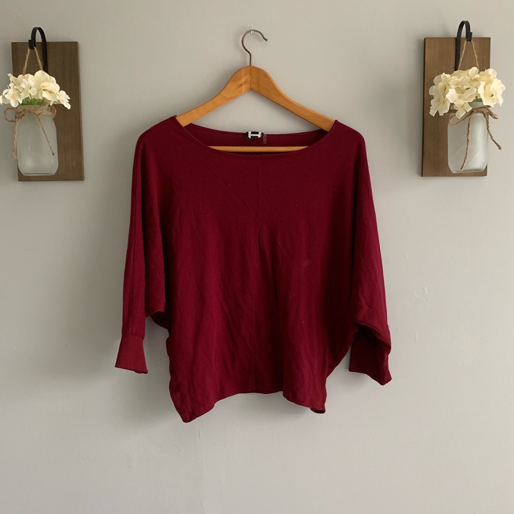 Maroon bat wing top